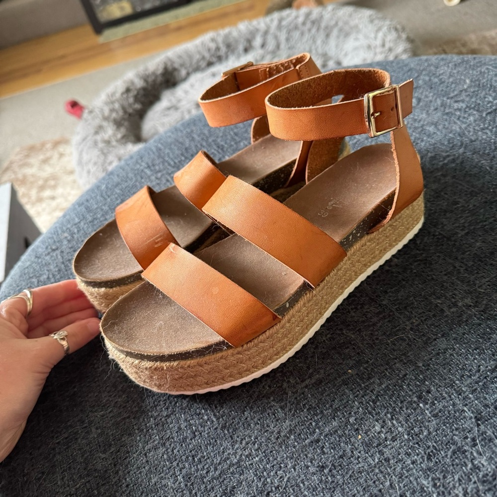 Patrizia Luca Tan Platform Sandals with Cork Sole